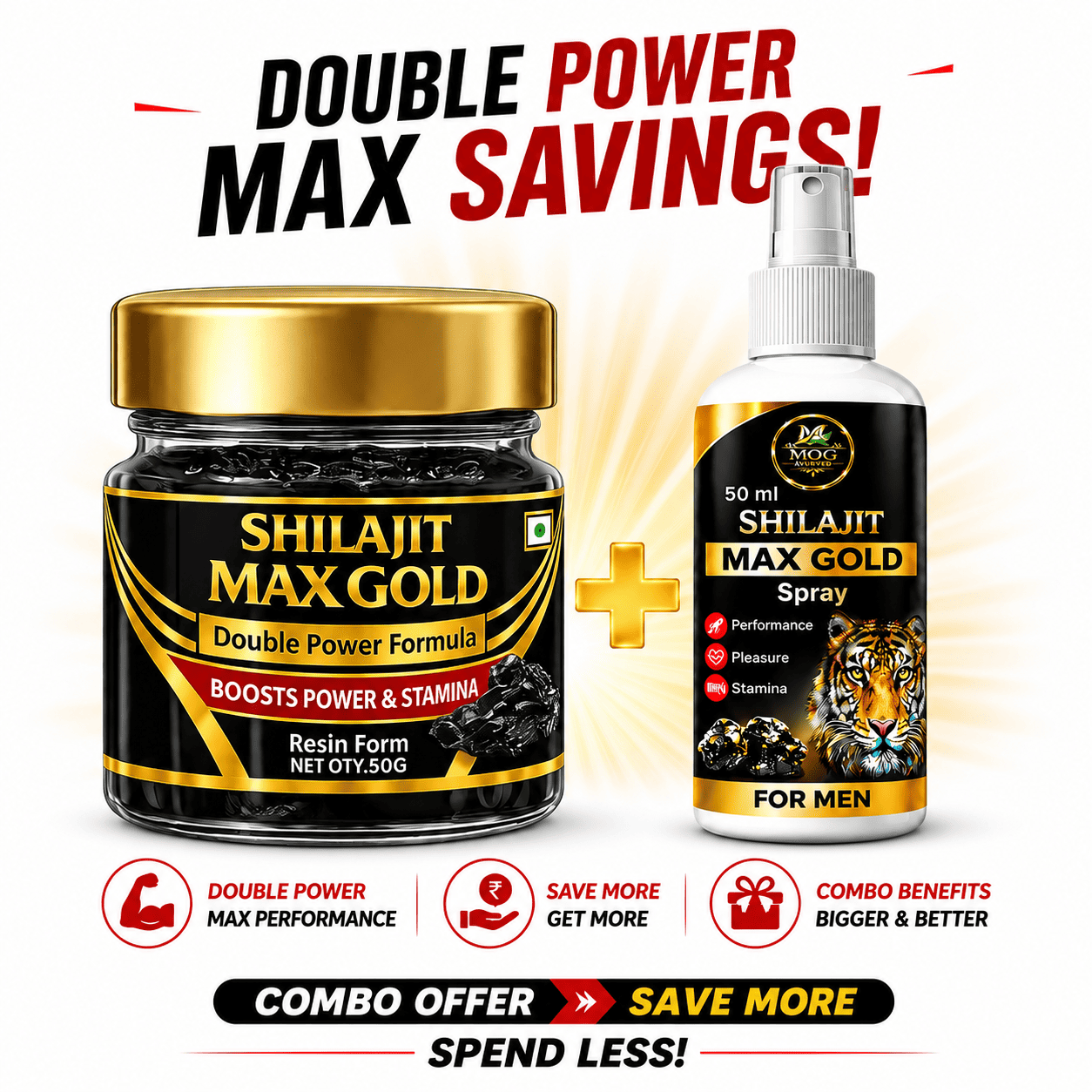 3-Combo(Shilajit Max Gold(Resin+Spray)