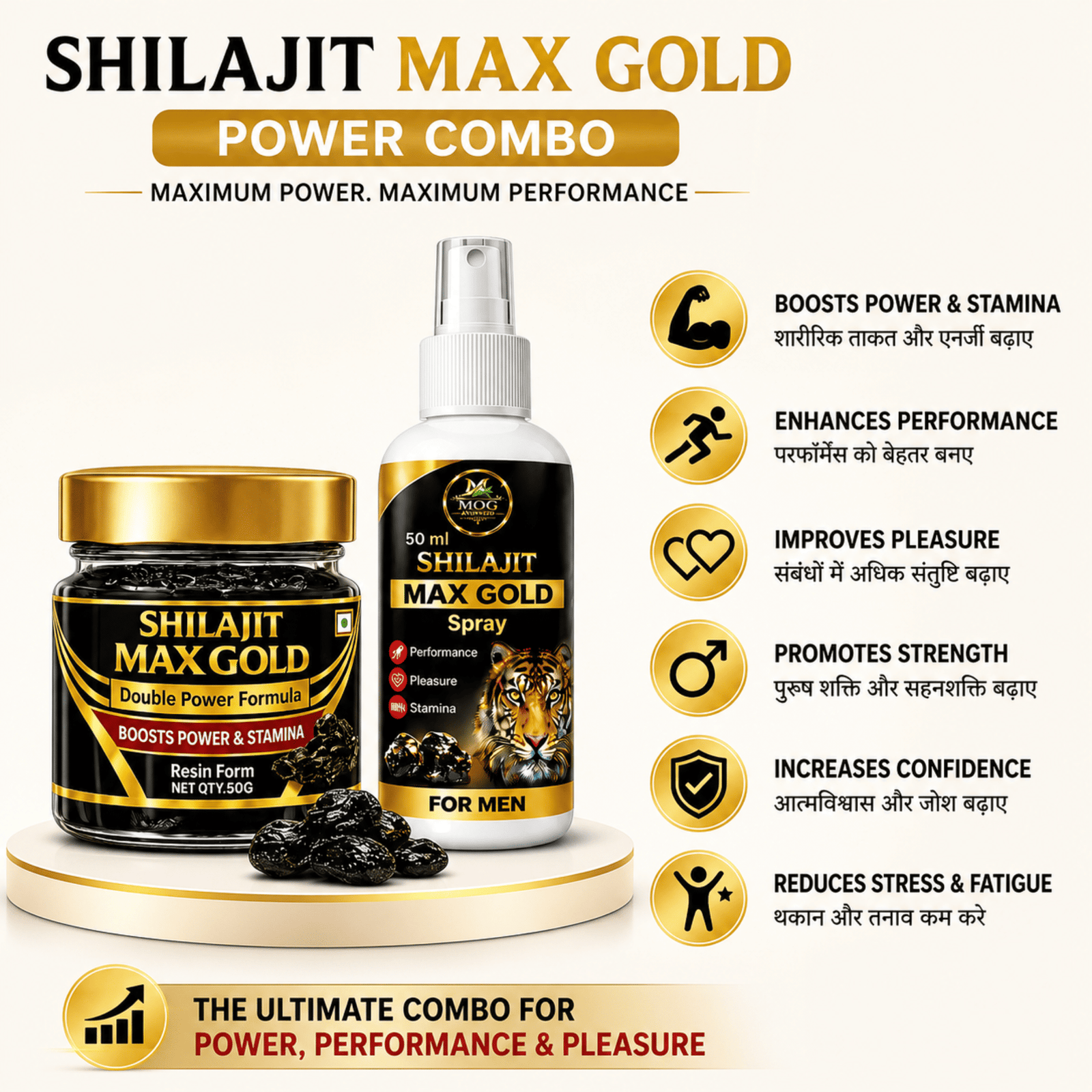 3-Combo(Shilajit Max Gold(Resin+Spray)